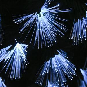 Brad artificial cu fibra optica si fulgi de zapada iluminati LED, 180 cm, varf stea