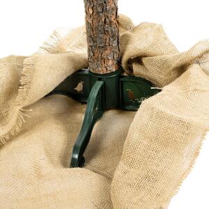 Brad artificial de Craciun, Pine Deluxe 220 cm cu conuri naturale, varfuri albe, tulpina de lemn, suport inclus