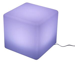 Cub tip taburet, iluminat LED RGB, 30x30 cm, telecomanda, 4 moduri, acumulator