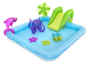 Centru de joaca cu piscina pentru copii, animalute marine, tobogan, 239x206x86 cm