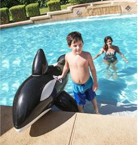 Saltea gonflabila pentru copii, forma balena, 203x102 cm, culoare negru-alb