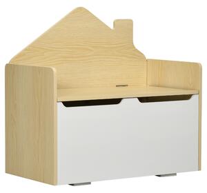 HOMCOM Cutie de jucarii din lemn Banca de depozitare Cufar de jucarii pentru copii cu tija de presiune cu capac | AOSOM RO