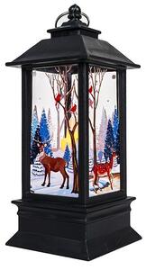 Felinar decorativ cu LED, peisaj de iarna, efect flacara, 14,5x5,3x5,3 cm