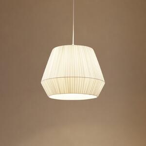 Lindby Lampă suspendată Vitore, Ø 40 cm, textil, alb, reglabil, Alb, Camera de zi / sufragerie, Țesătură / Textil, Scandinavă