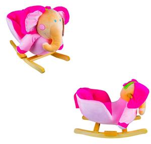 Balansoar Elefant roz, pentru bebelusi, roti rabatabile, centura de siguranta, muzica