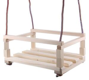 Leagan din lemn pentru copii, sezut 39x29 cm, franghii suspendare 150 cm, greutate maxima 30 kg