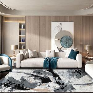 Covor Modern Living , Dormitor Dreptunghiular Yaman 1656B Gri Black (Alege dimensiunea: 60X130 cm)