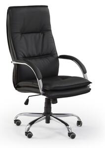 Scaun directorial Stanley, clasic, inaltime reglabila, roti cauciucate, baza metal, functie de blocare, piele, negru