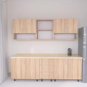 Bucatarie 200 cm Lungime, Material PAL 18mm, Culoare Sonoma, Blat termorezistent