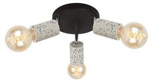 Plafoniera Modernă Klausen Simply PL3, 3xE27, Design Urban din Ciment și Metal, Negru Terazzo, Diametru 35 cm, Înălțime 18 cm, Corp Iluminat LED