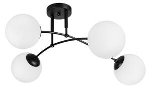 Plafoniera Modernă Klausen Sefora PL4 B 70x70x30cm, 4xE27 Negru cu Abajururi Sticlă Alb Opal pentru Iluminat Interior Elegant Living și Dormitor