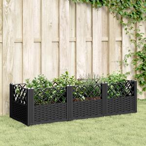 Jardinieră de grădină cu spalier, negru, 123,5x43,5x43,5 cm, PP