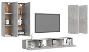 Set dulapuri TV, 6 piese, gri beton, lemn prelucrat