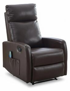 Fotoliu Masaj si Incalzire, Recliner, suport picioare extensibil, Piele ECO Premium, Maro Inchis