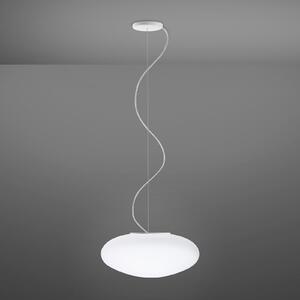 Fabbian Lumi White lampă susp. sticlă, Ø 42 cm, reglabil, Alb, Camera de zi / sufragerie, Sticlă, Design
