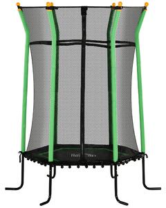 HOMCOM Trambulină Elastică pentru Copii 3-10 Ani cu Intrare cu Fermoar și Bare Căptușite, Ø163.5x190 cm, Verde | Aosom Romania