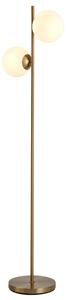 HOMCOM Lampă de Podea cu 2 Lumini și Abajururi Sferice, Lampă de Podea cu Comutator de Picior, Soclu E27, 39x28x165 cm, Aur | Aosom Romania