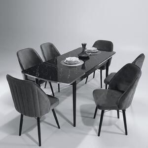 Sormis Set Extensibila 80x 135 (80 x 178) Si Scaun 6 Buc Antracit Gri Picior Negru