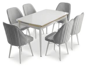 Sormis Set Extensibila 80x 135 (80 x 178) Si Scaun 6 Buc Gri Picior Alb