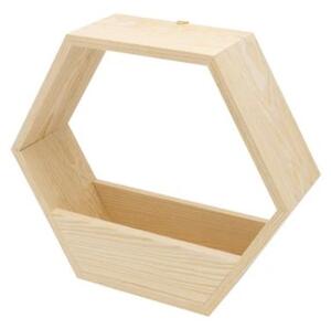 Raft de perete/jardiniera in forma hexagonala, Spineta, 32.5x28x11.4 cm, natur