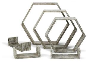 Set 6 rafturi de perete, Montana, 37.5x32.5.9.4 cm, alb/negru