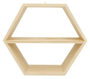 Raft de perete in forma hexagonala, Verdesca, 37.5x32.5x11.4 cm, natur