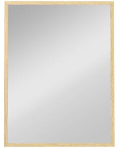 HOMCOM Oglindă de perete dreptunghiulară cu cârlige, din sticlă și MDF, 60x80 cm, finisaj lemn | Aosom Romania