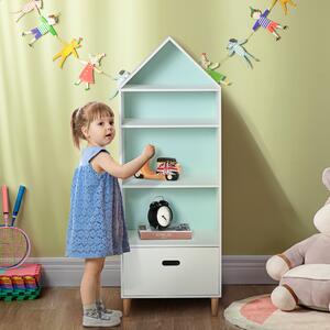 Raft biblioteca pentru copii, depozitare pentru camera copiilor 50x30x142cm, alb HOMCOM | Aosom RO