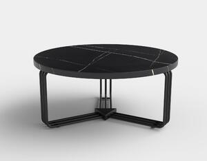 Masuta cafea rotunda Antica, marmura neagra/negru, 80x36 cm