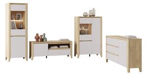 Set de living Talduno 108, Cașmir, Stejar deschis, PAL laminat, Sticlă călită