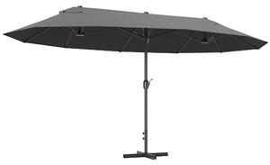 Outsunny Umbrelă Dublă pentru Grădină 455x265x238 cm, Parasolar Mare cu Manivelă Manuală, Rezistentă la Apă, Protecție Solară Gri | Aosom Romania