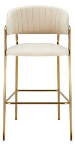Scaun bar DASMIN TIP 2, bej/auriu, stofa catilfelata/metal, 54x54x109 cm