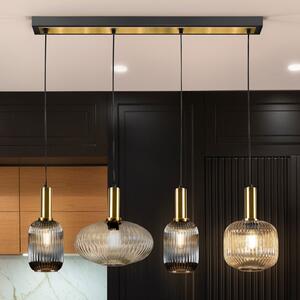 Schuller Valencia Lampă suspendată Norma, 98 cm, 4 becuri, negru/zahăr, sticlă, reglabil, Multicolor, Camera de zi / sufragerie, Metal