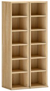 HOMCOM Set de 2 Rafturi pentru CD-uri cu Polițe Reglabile, Capacitate 204 CD-uri, Design Compact, 21x22,5x88,5 cm, Stejar | Aosom Romania