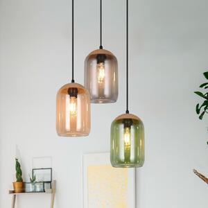 Trio Lighting Lampă suspendată Cork, multicoloră, Ø 30 cm, 3 becuri, sticlă/cork, reglabil, Multicolor, Camera de zi / sufragerie, Sticlă, Modern