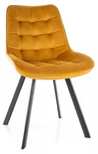 Scaun MONTI, galben curry - Bluvel 68, stofa catifelata/metal, 51x44x88 cm