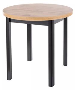 Masă rotundă Adam, stejar artizanal/negru mat (80 cm)