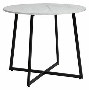 Masă rotundă Luna, alb marmorat/negru (90 cm)
