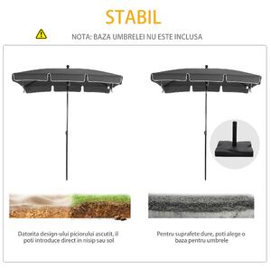 Outsunny Umbrelă de Soare cu Picior Inclinabil, Material Poliester Rezistent, 200x125x236cm, Gri Închis | Aosom Romania