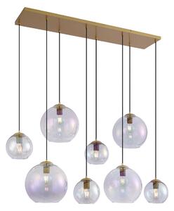 Lampă suspendată Art Deco aurie cu sticlă curcubeu cu 8 lumini - Sandra