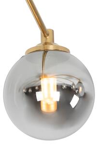 Lampă de plafon modernă cu 8 lumini de aur, cu sticlă fum - Atena