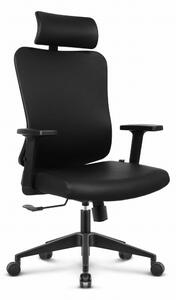 Scaun de birou ergonomic HC-1041 - negru, cu tetieră reglabilă și suport lombar
