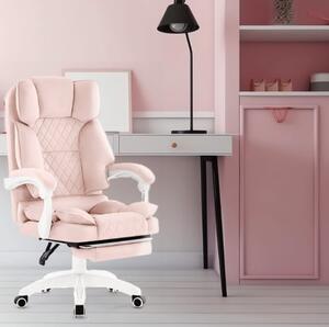 Scaun de birou ergonomic HC-1031 cu suport pentru picioare - roz
