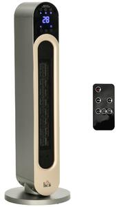 Incalzitor electric oscilant cu 3 moduri de incalzire cu temperatura reglabila si telecomanda, din ABS, Φ25x73,5 cm, argintiu HOMCOM | Aosom RO