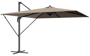 Outsunny Umbrelă de Grădină Offset cu Manivelă 3x3m Inclinabilă, Rotativă 360°, cu Bază în Cruce și Husă, din Aluminiu, pentru Terasă Piscină, UV30+, Bej | Aosom Romania