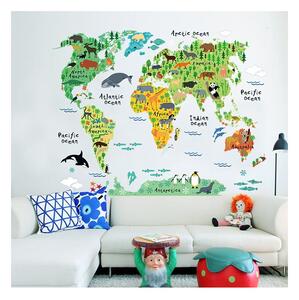 Autocolant de perete pentru camera copiilor Ambiance World Map, 73 x 95 cm