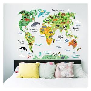 Autocolant de perete pentru camera copiilor Ambiance World Map, 73 x 95 cm