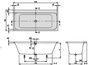 Villeroy & Boch Architectura cada dreptunghiulară 150x70 cm alb UBA157ARE2V-01
