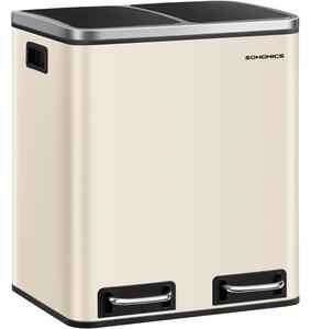 Coș pentru separarea deșeurilor SORT 30l (2×15l), bej/argintiu/negru SongmicsHome
