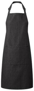 Șorț de bucătărie cu cordon de gât și buzunar - Denim negru